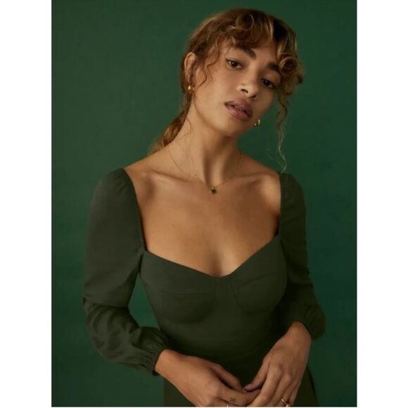 Reformation Mochi Mini Green Dress Size 4 - Picture 6 of 13